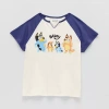 His International Little & Big Kid Girls Split Crew Neck Short Sleeve Regular Fit Bluey Graphic T-shirt In Blue
