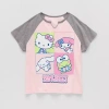 His International Little & Big Kid Girls Split Crew Neck Short Sleeve Regular Fit Hello Kitty Graphic T-shirt In Multi