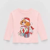 His International Toddler Girls Crew Neck Long Sleeve Regular Fit Paw Patrol Graphic T-shirt In Pink