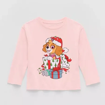 His International Babies' Toddler Girls Crew Neck Long Sleeve Regular Fit Paw Patrol Graphic T-shirt In Pink