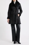 Hiso Desire Geniune Shearling Coat In Black