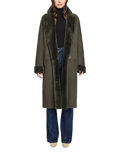 Hiso Elle Reversible Shearling Jacket In Khaki