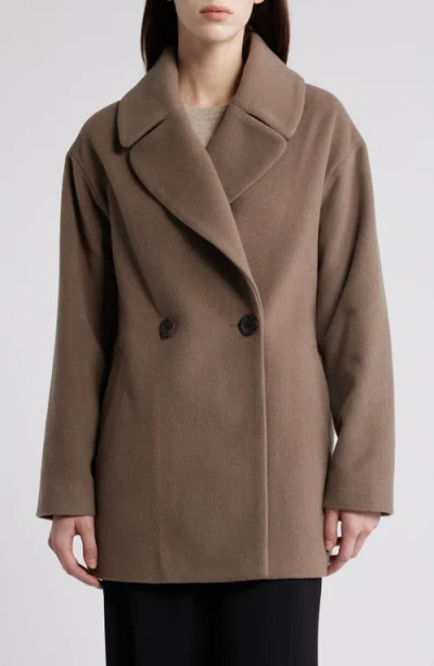 Hiso Eve Double Breasted Wool Coat In Dark Camel