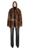 Hiso Illumi Toscana Shearling Long Coat In Brown