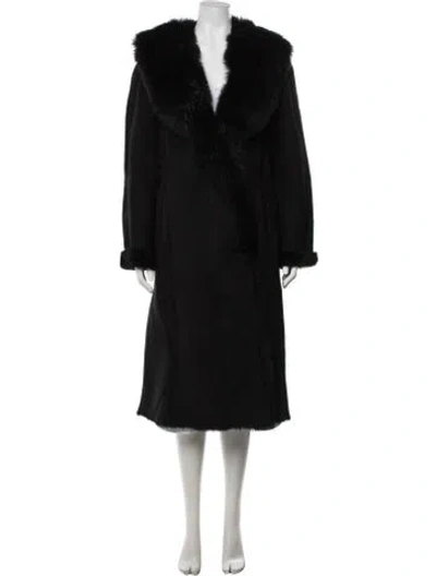 Pre-owned Hiso Lamb Fur Faux Fur Coat In Black