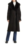 Hiso Libra Longline Genuine Shearling Coat In Black