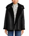 Hiso Martina Shearling Moto Coat In Jet Nappa