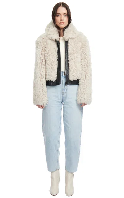 Hiso Parma Wool-out Cropped Bomber Jacket In Parchment