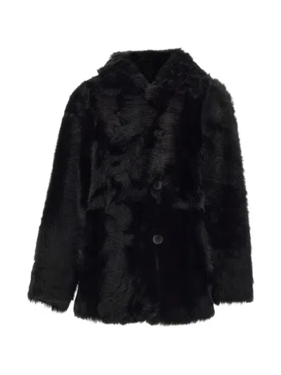 Hiso Reversible Shearling Coat In Black