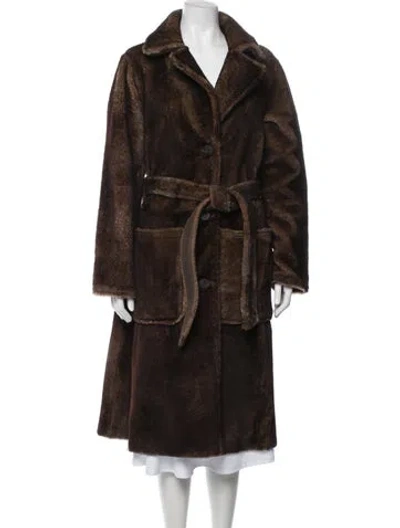 Pre-owned Hiso Shearling Coat W/ Tags In Brown