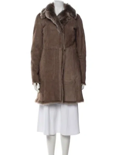 Pre-owned Hiso Shearling Fur Coat In Brown