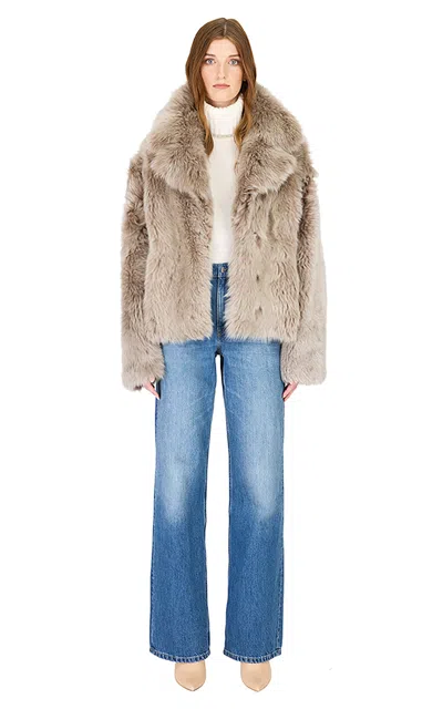 Hiso Toska Toscana Shearling Cropped Jacket In Brown