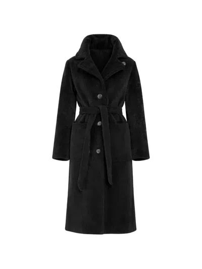Hiso Zira Belted Coat In Black