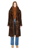 Hiso Zira Shearling Long Coat In Brown