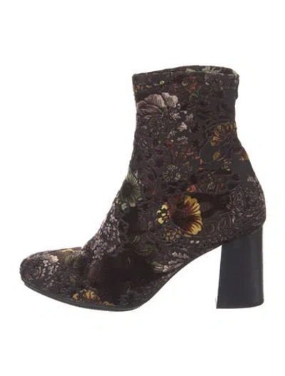 Pre-owned Hispanitas Floral Print Boots In Brown