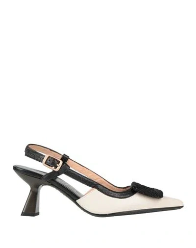 Hispanitas Woman Pumps Black Size 5 Leather In White