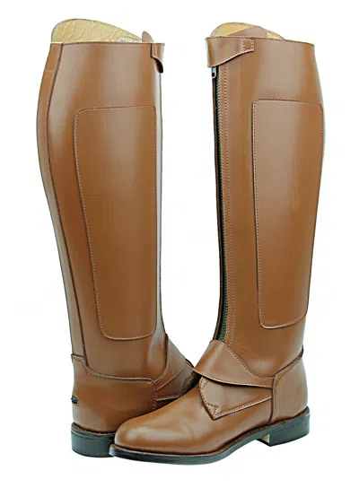 Pre-owned Hispar® Hispar Invader2 Ladies Women Tall Knee High Leather Equestrian Polo Riding Boots In Tan