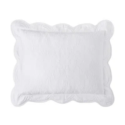Historic Charleston Charleston Estate Sham, Scalloped Pillow Cover, Single In White
