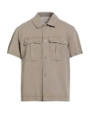 Historic Man Shirt Khaki Size Xxl Cotton, Linen In Sand
