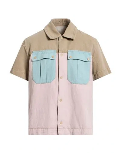 Historic Man Shirt Light Pink Size Xl Cotton, Linen In Multi