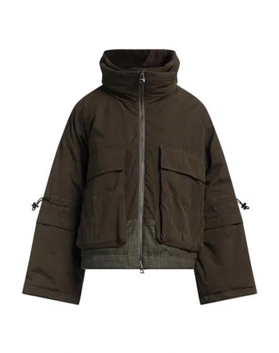 Historic Woman Puffer Dark Green Size L Cotton, Polyester, Nylon, Wool