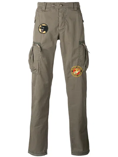 History Repeats Badge Patch Cargo Trousers In Green