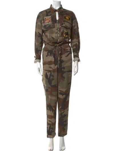Pre-owned History Repeats Camouflage Print Jumpsuit In Brown