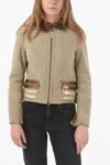 History Repeats Embroidered Shearling Jacket In Beige