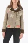 History Repeats Embroidered Shearling Jacket In Beige
