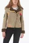 History Repeats Embroidered Shearling Jacket In Beige