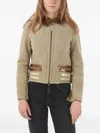 History Repeats Embroidered Shearling Jacket In Neutral