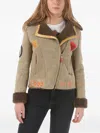 History Repeats Embroidered Zip-up Shearling Jacket In Multi