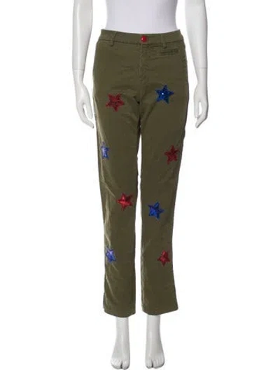 Pre-owned History Repeats Floral Print Straight Leg Pants In Green