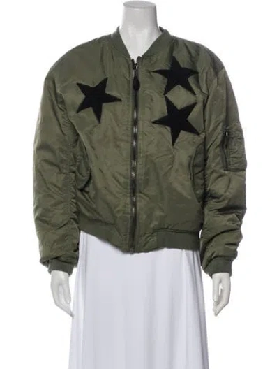 Pre-owned History Repeats Nylon Bomber Jacket In Green