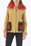 History Repeats Shearling Jacket With Real Fur Pockets In Beige