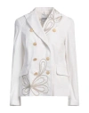 History Repeats Woman Blazer White Size 10 Cotton, Elastane In White