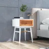 Hivvago 1-drawer Modern Bedside Table With Solid Wood Legs-white