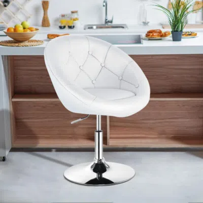 Hivvago 1 Piece Adjustable Modern Swivel Round Tufted-white