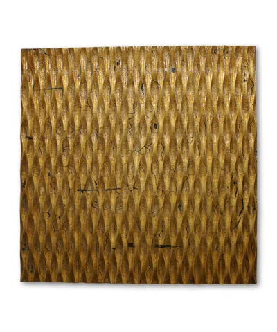 Hivvago 1 X 24 X 24 Gold Metallic Ridge - Wall Art Wood Wall Art