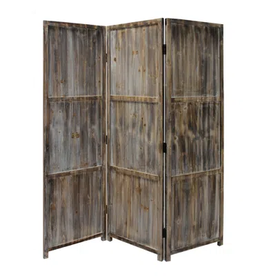 Hivvago 1" X 63" X 72" Brown 3 Panel Solid Wood Fortress Screen