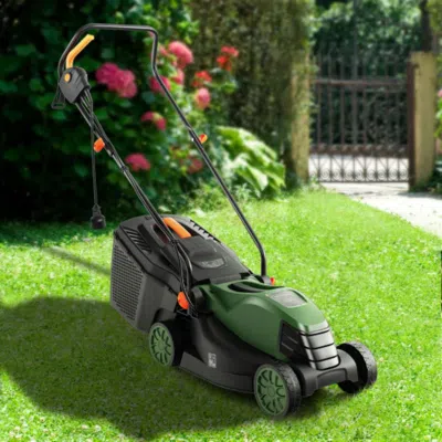 Hivvago 10 Amp 13 Inch Electric Corded Lawn Mower With Collection Box-black & Green