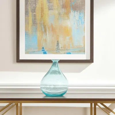 Hivvago 10" Aqua Bud Glass Table Vase In Blue