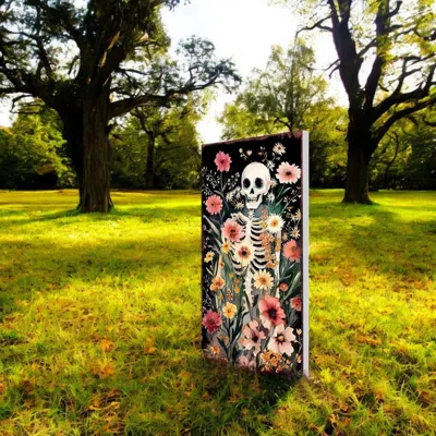 Hivvago 10" Black And Orange Halloween Pumpkin Solid Wood Garden Stake In Multi