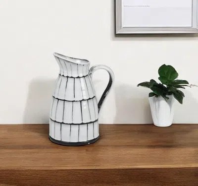 Hivvago 10" Black And White Cylinder Ceramic Urns Jars