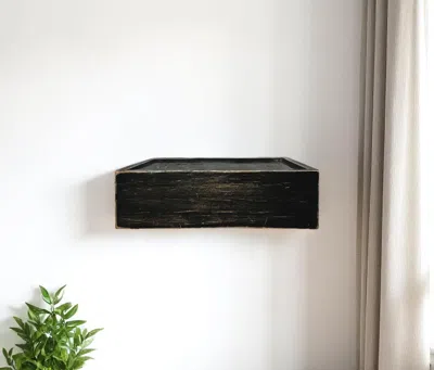 Hivvago 10" Black Distressed Wood Wall Mounted Floating Shelf With Led