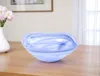 Hivvago 10" Blue And White Alabaster Glass Square Salad Bowl In Blue