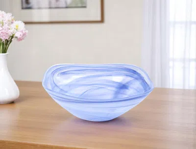 Hivvago 10" Blue And White Alabaster Glass Square Salad Bowl