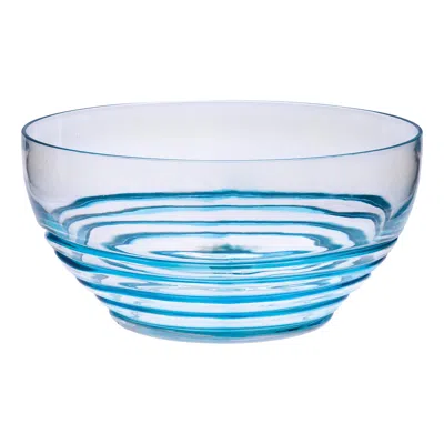 Hivvago 10" Clear And Blue Swirl Acrylic Round Salad Bowl