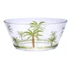 Hivvago 10" Clear And Green Palm Tree Acrylic Round Salad Bowl