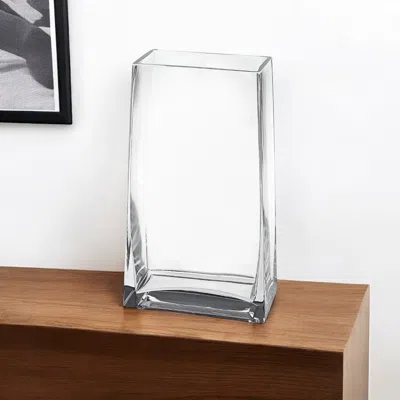 Hivvago 10" Clear Crystal Glass Rectangular Table Vase In Transparent